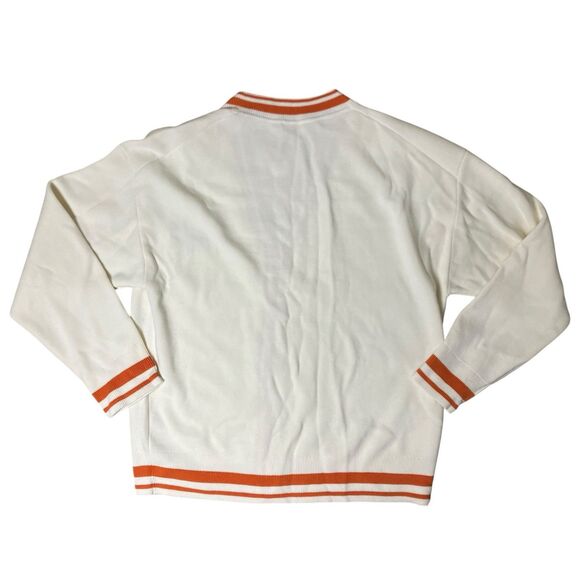 Hugo Boss Cardigan Mens Large Cream Wool Blend V-Neck Striped Preppy Ivy Varsity - Picture 11 of 12